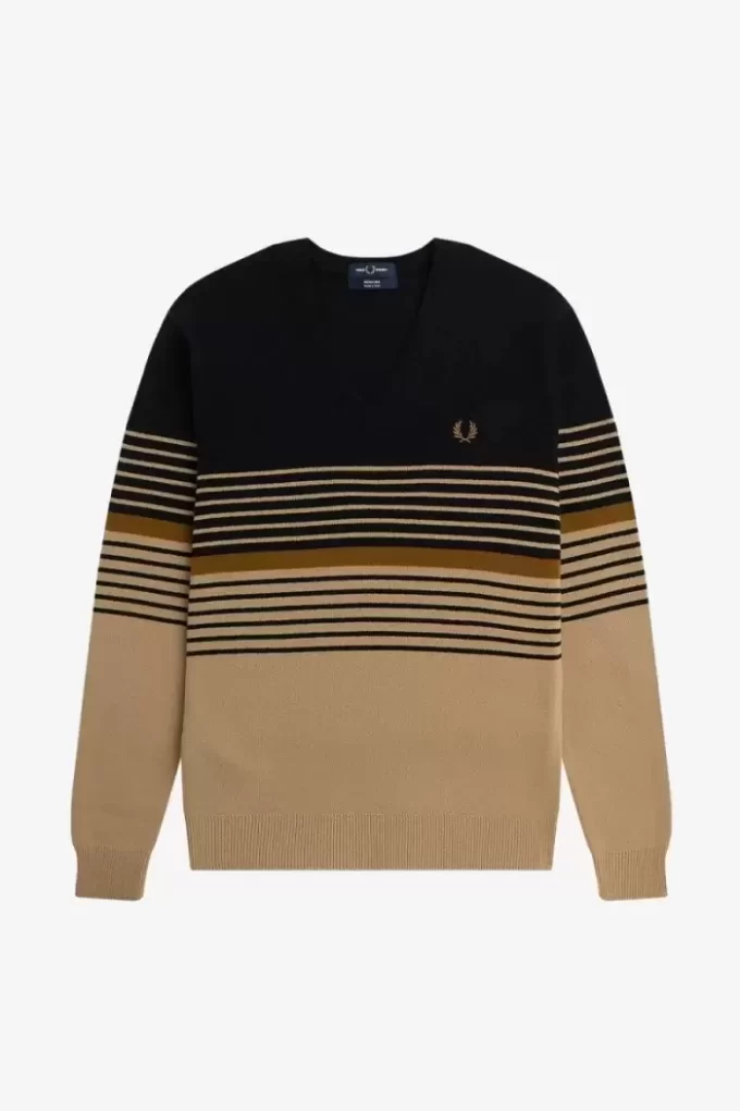 Pull rayé en laine d&rsquo;agneau pour homme