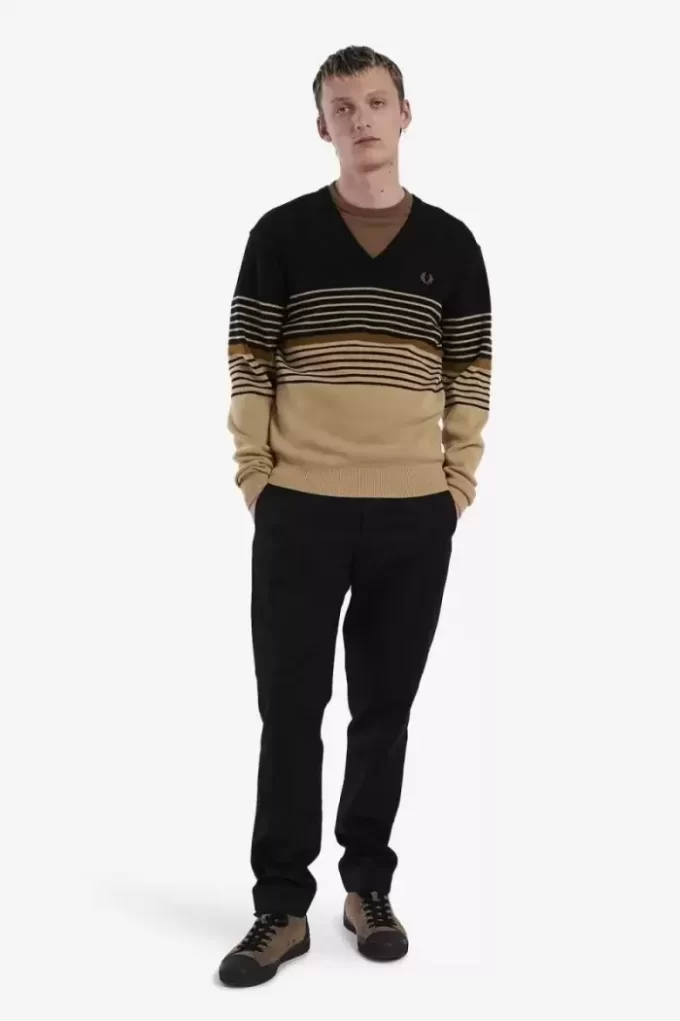Pull rayé en laine d&rsquo;agneau pour homme