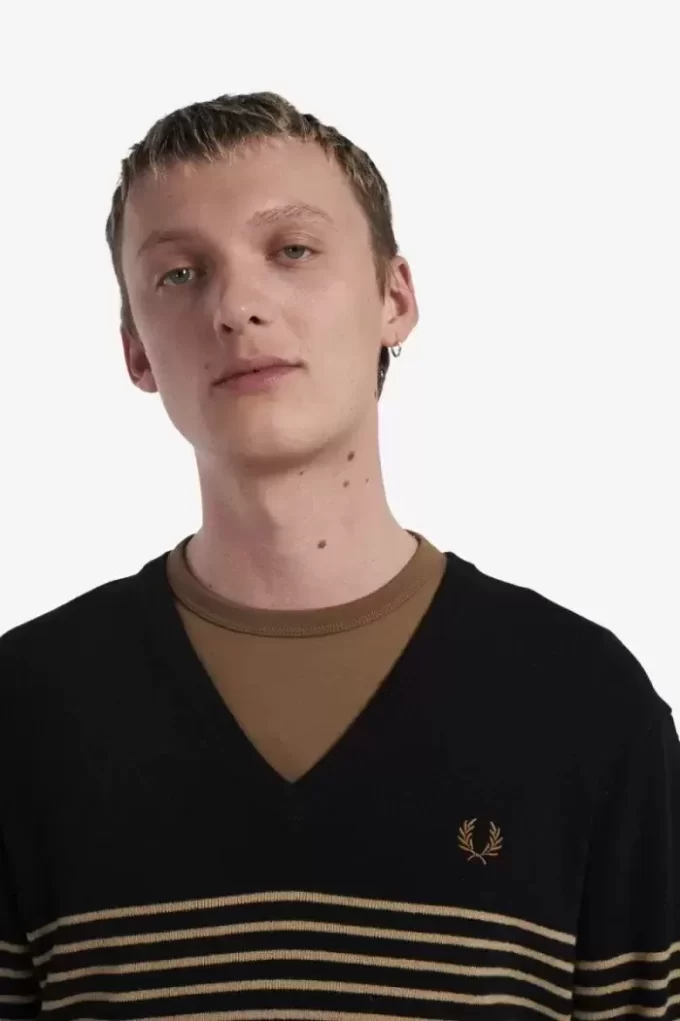 Pull rayé en laine d&rsquo;agneau pour homme