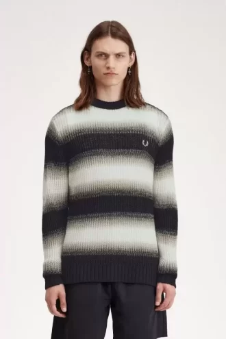 Pull rayé en maille ajourée pour homme