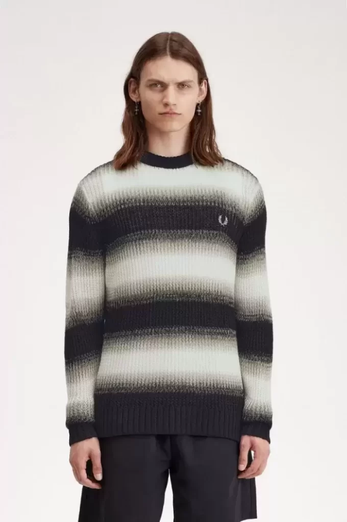Pull rayé en maille ajourée pour homme