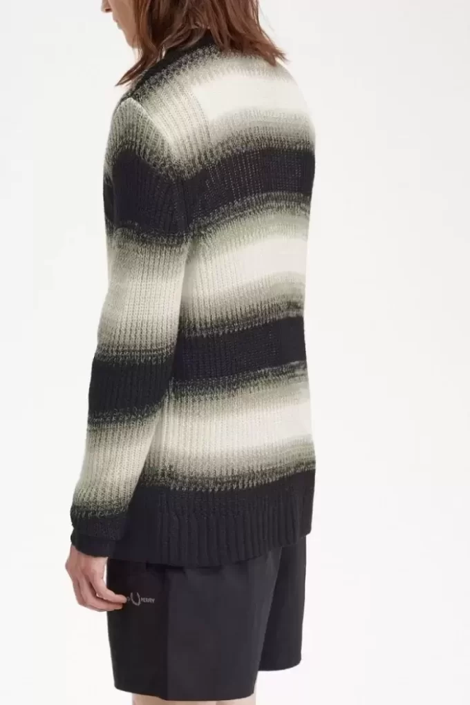 Pull rayé en maille ajourée pour homme