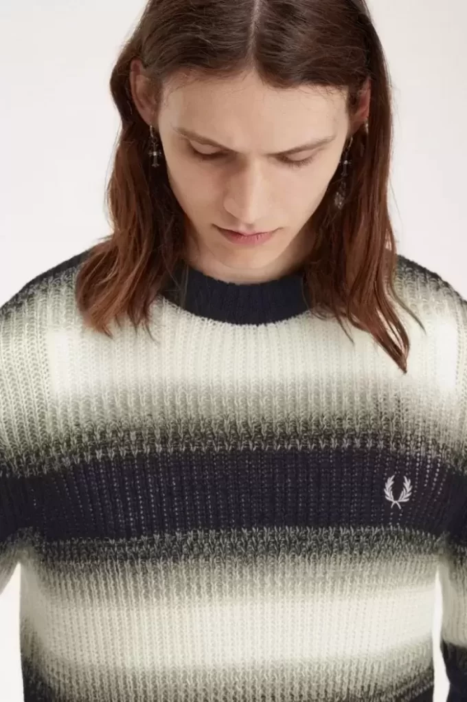 Pull rayé en maille ajourée pour homme