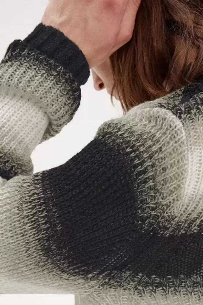 Pull rayé en maille ajourée pour homme