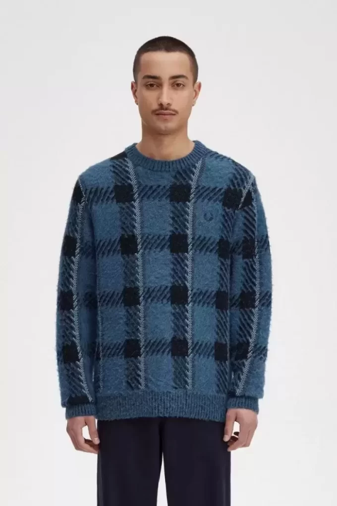Pull tartan à motif Glitch pour homme