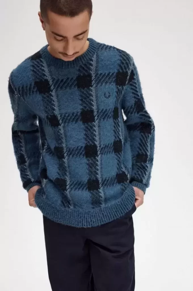 Pull tartan à motif Glitch pour homme