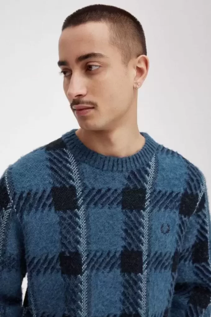 Pull tartan à motif Glitch pour homme