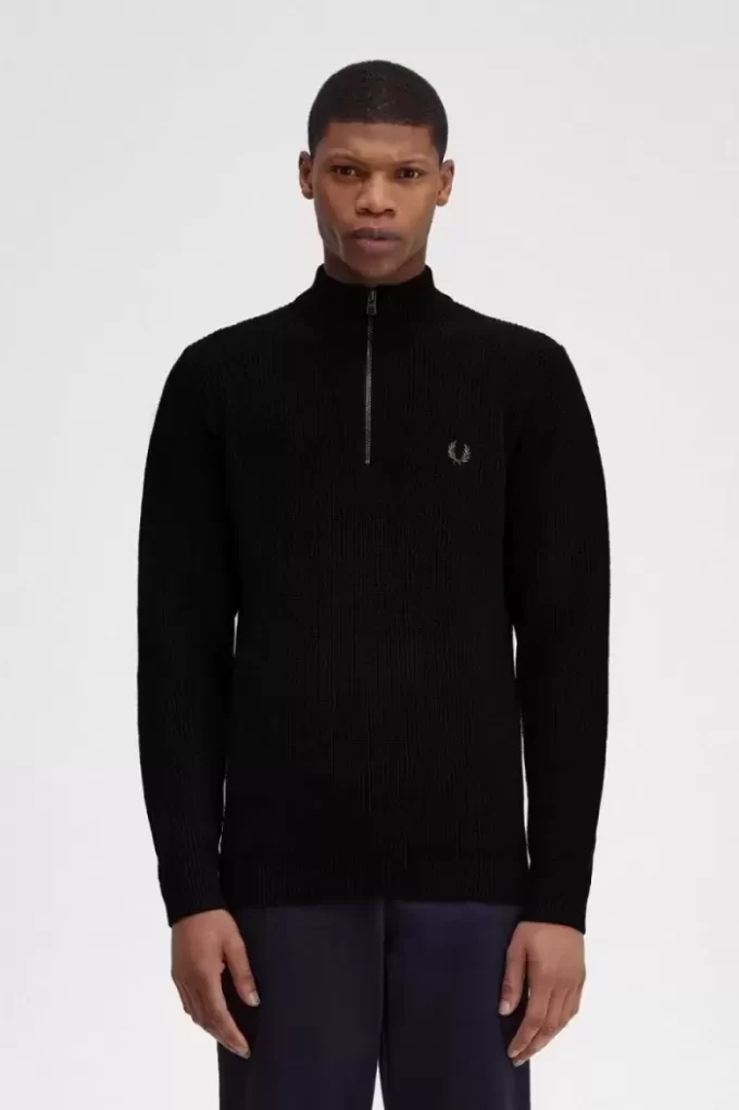 Pull texturé demi-zip pour homme
