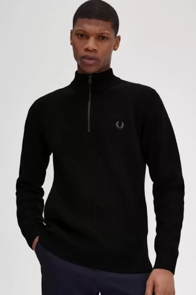 Pull texturé demi-zip pour homme