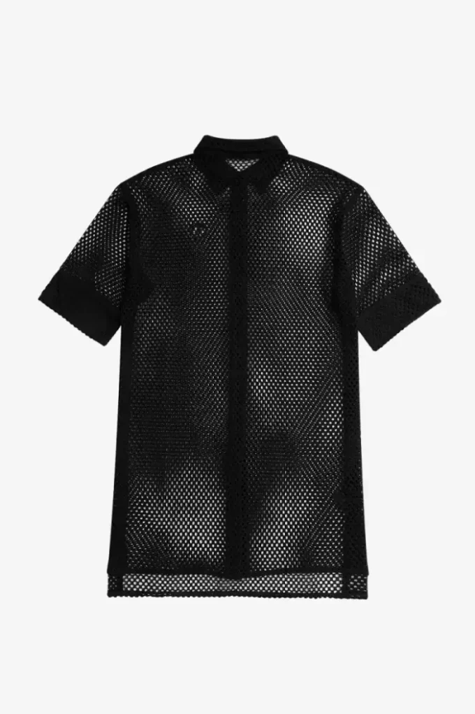 Robe chemise en maille ajourée pour femme