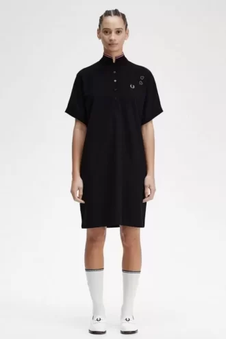 Robe chemise en piqué à liserés pour femme