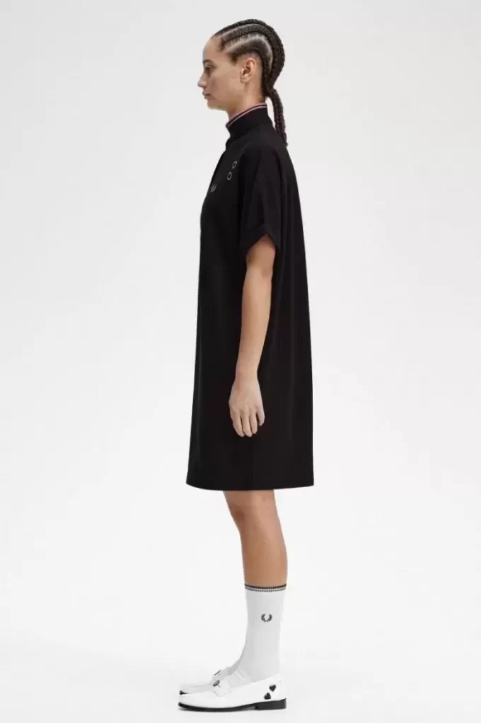Robe chemise en piqué à liserés pour femme