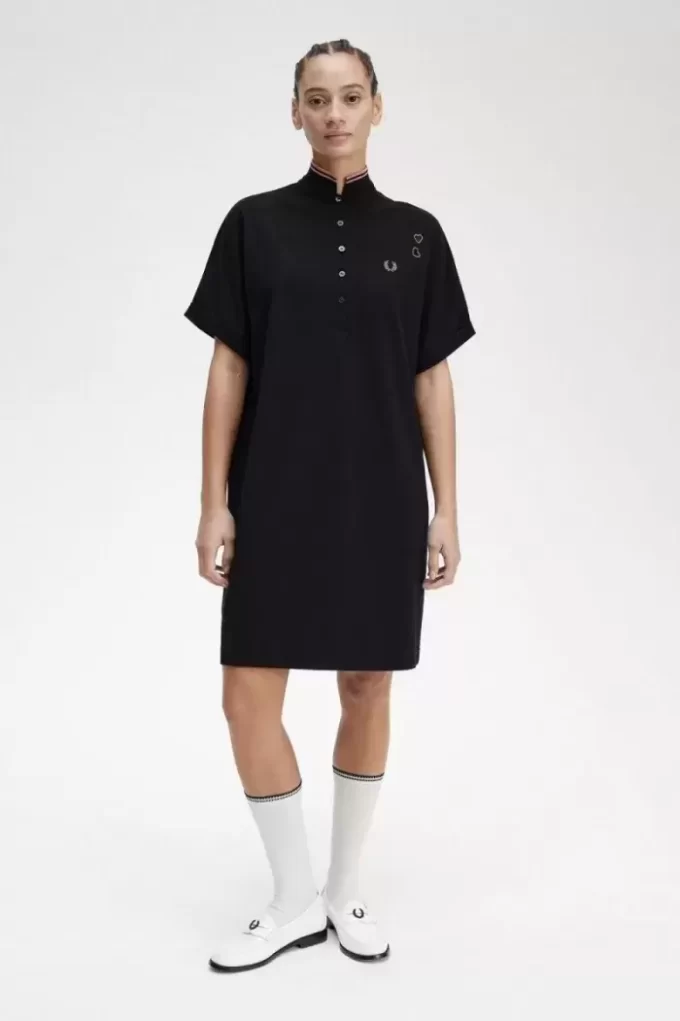 Robe chemise en piqué à liserés pour femme