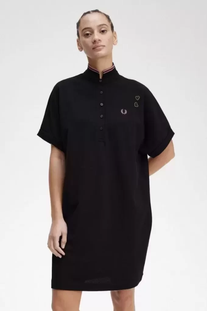 Robe chemise en piqué à liserés pour femme