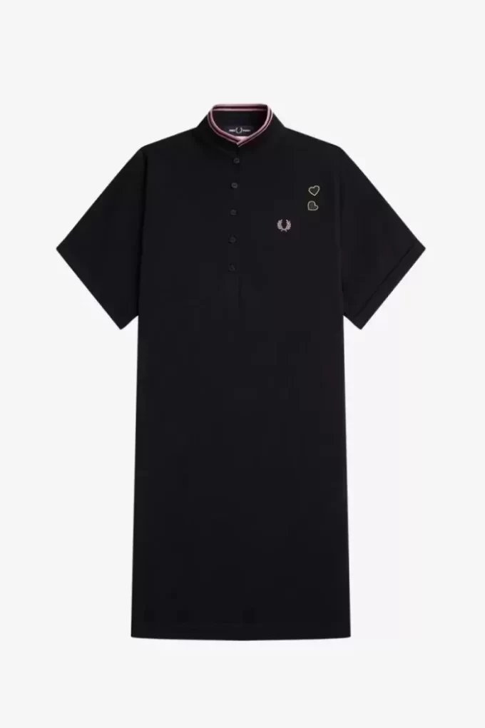 Robe chemise en piqué à liserés pour femme