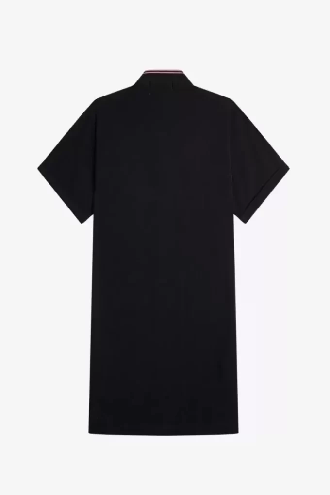 Robe chemise en piqué à liserés pour femme
