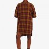 Robe chemise en tartan à ourlet asymétrique
