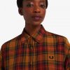 Robe chemise en tartan à ourlet asymétrique
