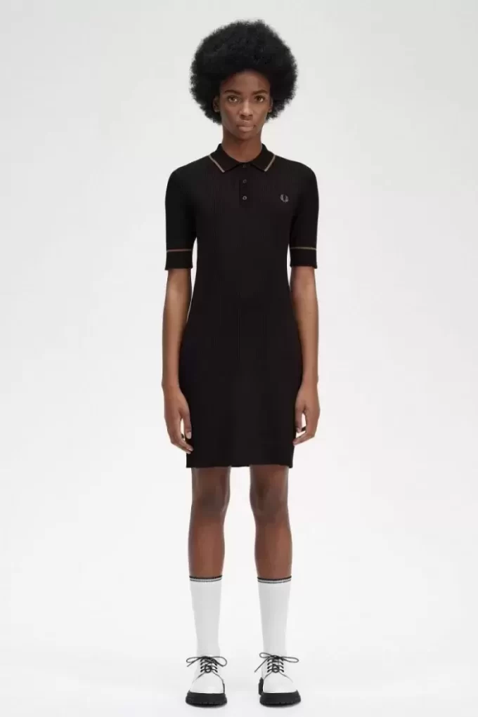 Robe chemise en tricot côtelé pour femme