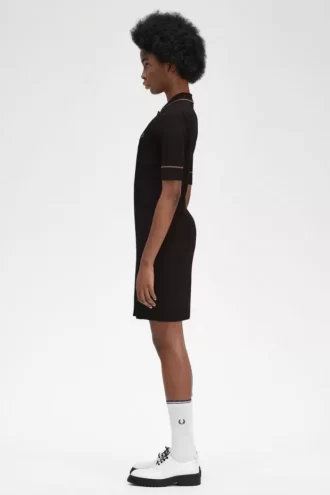 Robe chemise en tricot côtelé pour femme