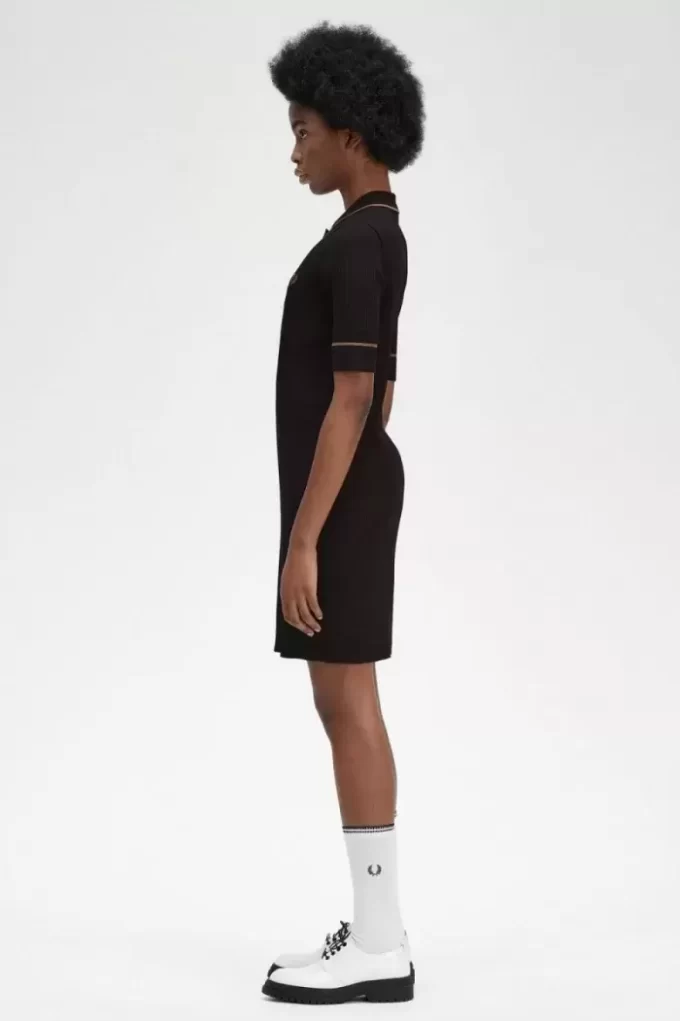 Robe chemise en tricot côtelé pour femme