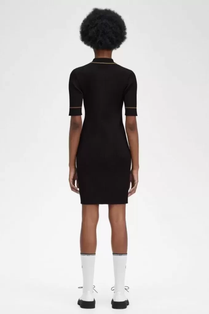 Robe chemise en tricot côtelé pour femme