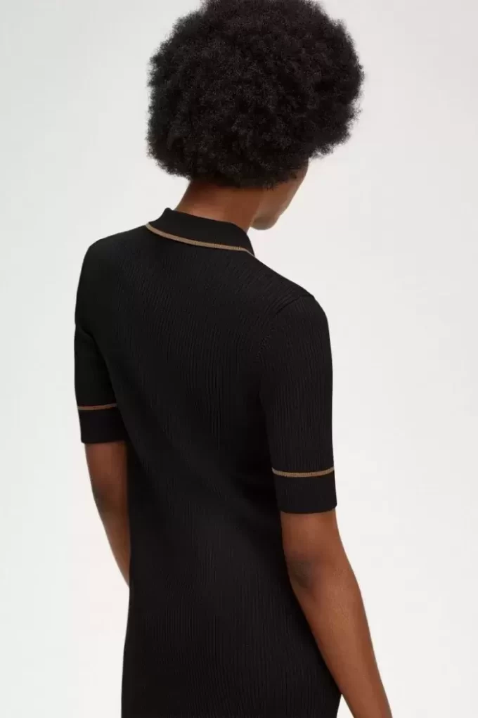 Robe chemise en tricot côtelé pour femme