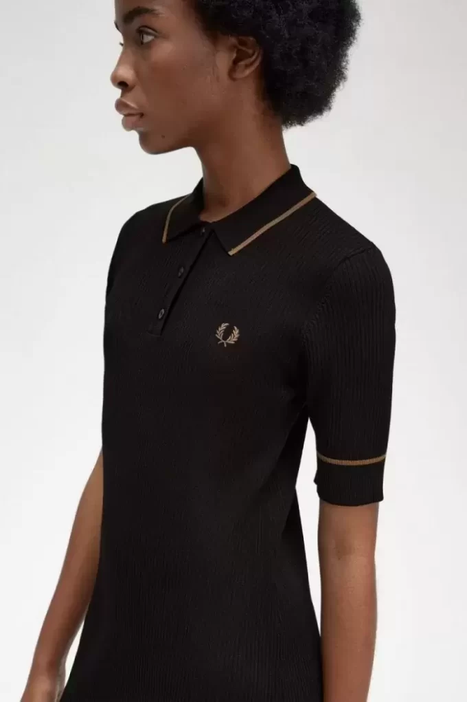 Robe chemise en tricot côtelé pour femme