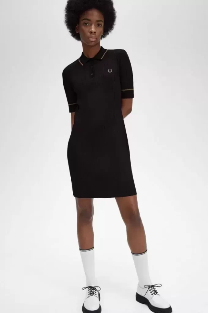 Robe chemise en tricot côtelé pour femme