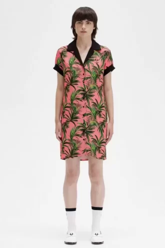 Robe chemise à imprimé palmiers pour femme