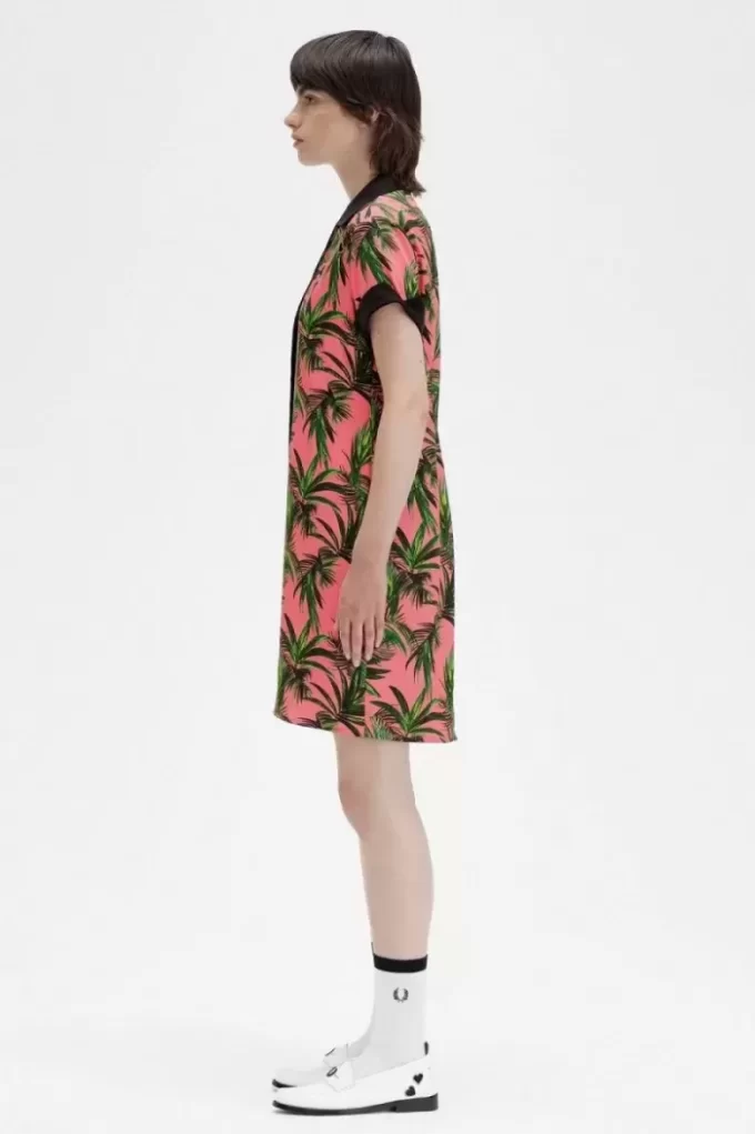 Robe chemise à imprimé palmiers pour femme