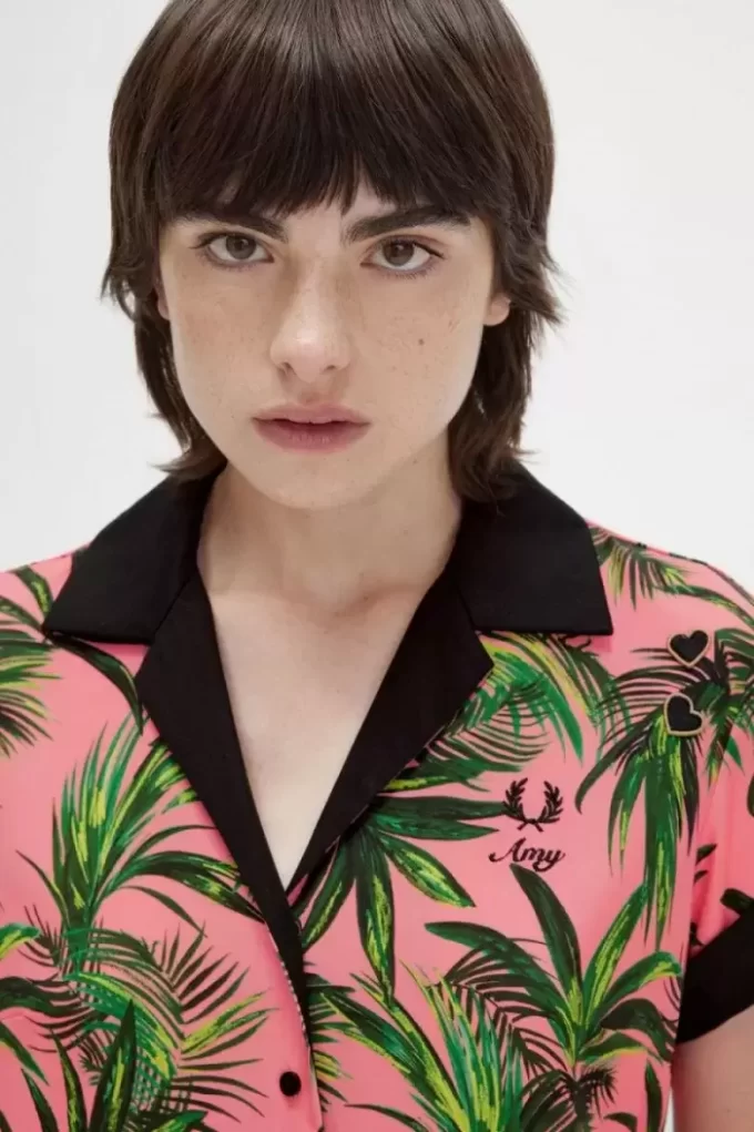 Robe chemise à imprimé palmiers pour femme
