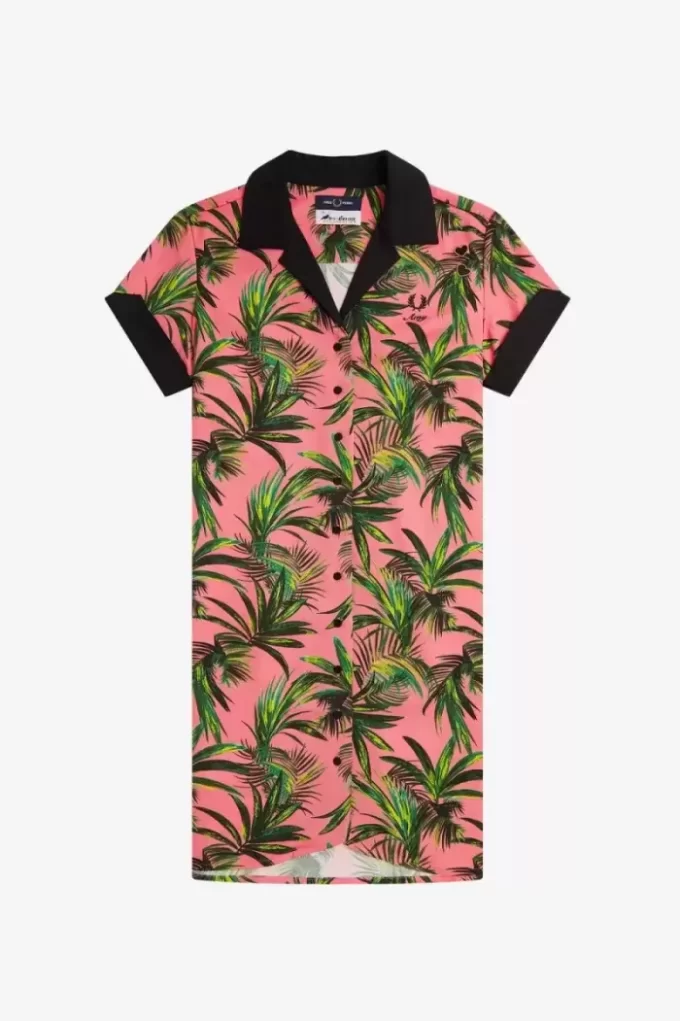 Robe chemise à imprimé palmiers pour femme