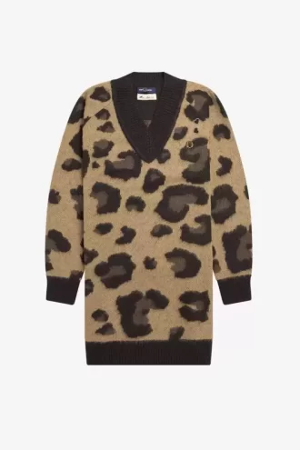 Robe en tricot léopard pour femme
