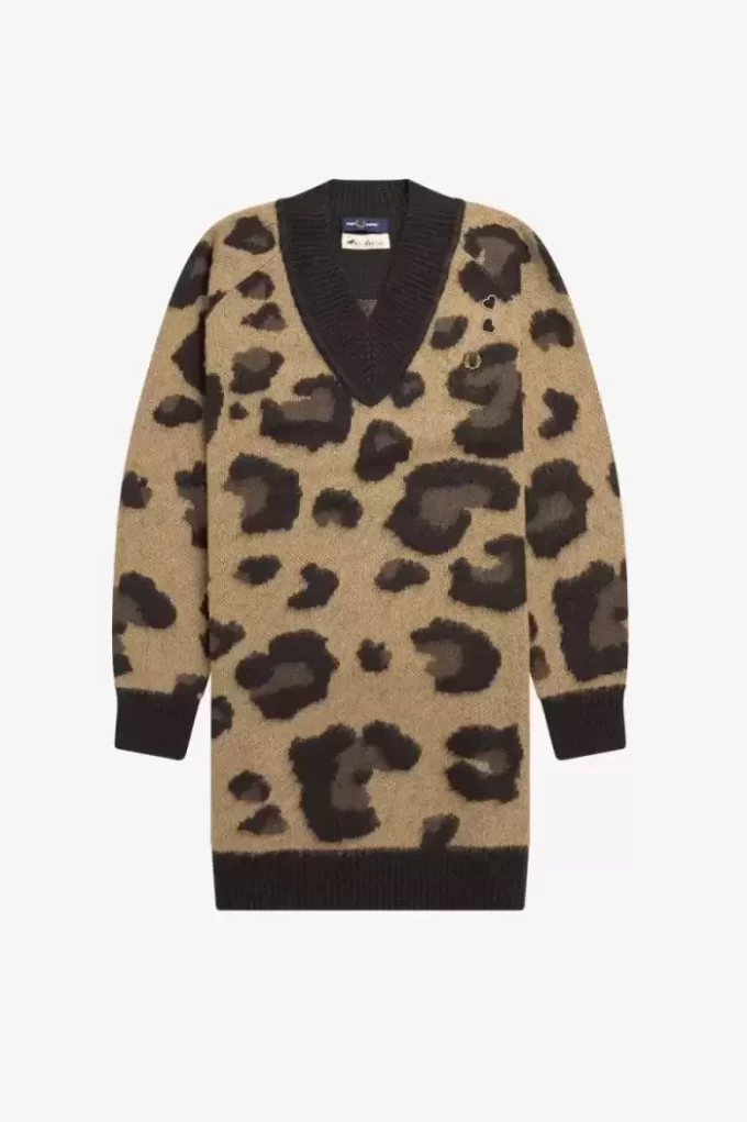 Robe en tricot léopard pour femme