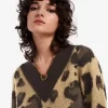 Robe en tricot léopard pour femme