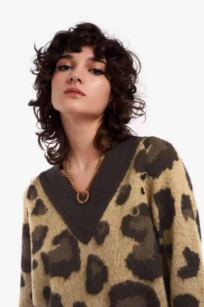 Robe en tricot léopard pour femme