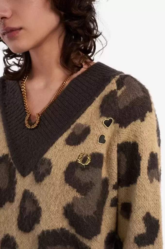 Robe en tricot léopard pour femme