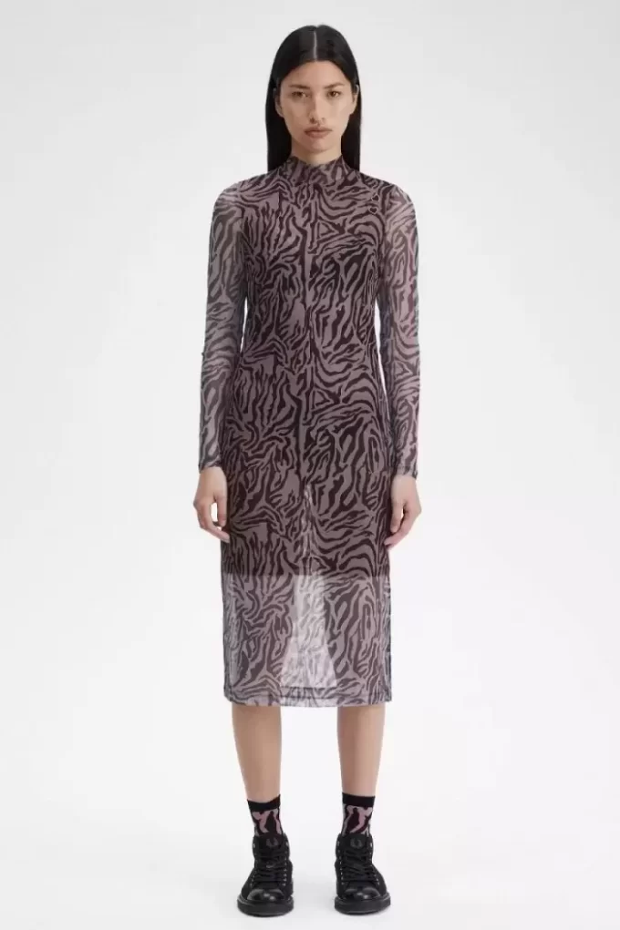 Robe femme en maille à imprimé zèbre
