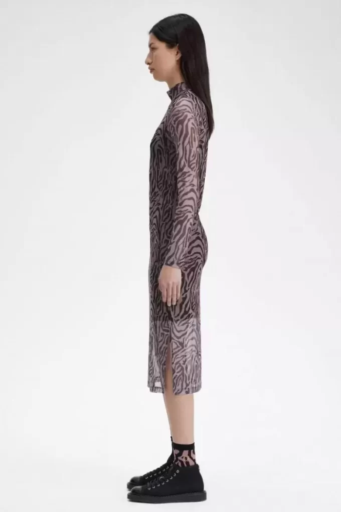 Robe femme en maille à imprimé zèbre