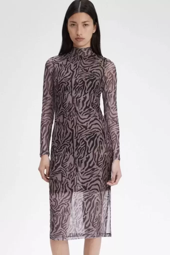 Robe femme en maille à imprimé zèbre