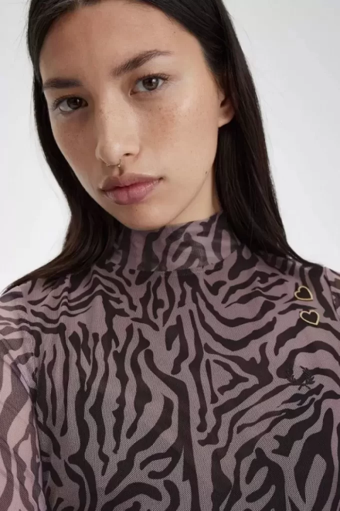 Robe femme en maille à imprimé zèbre