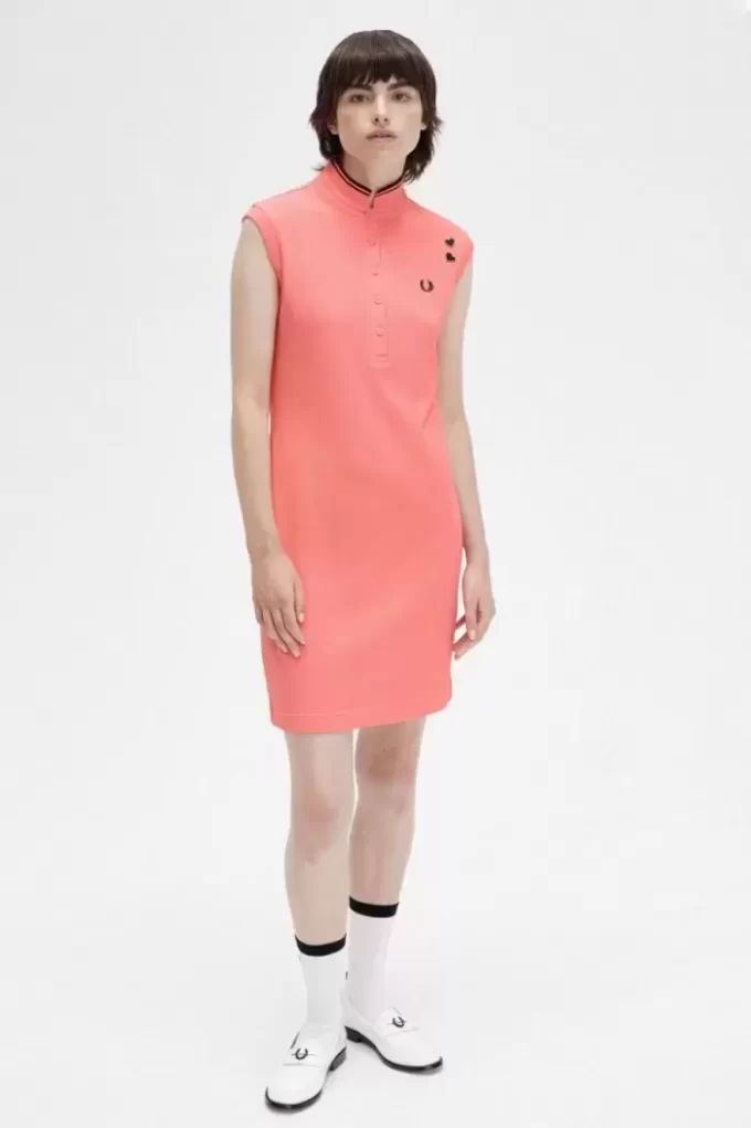 Robe femme en piqué à bordure imprimée