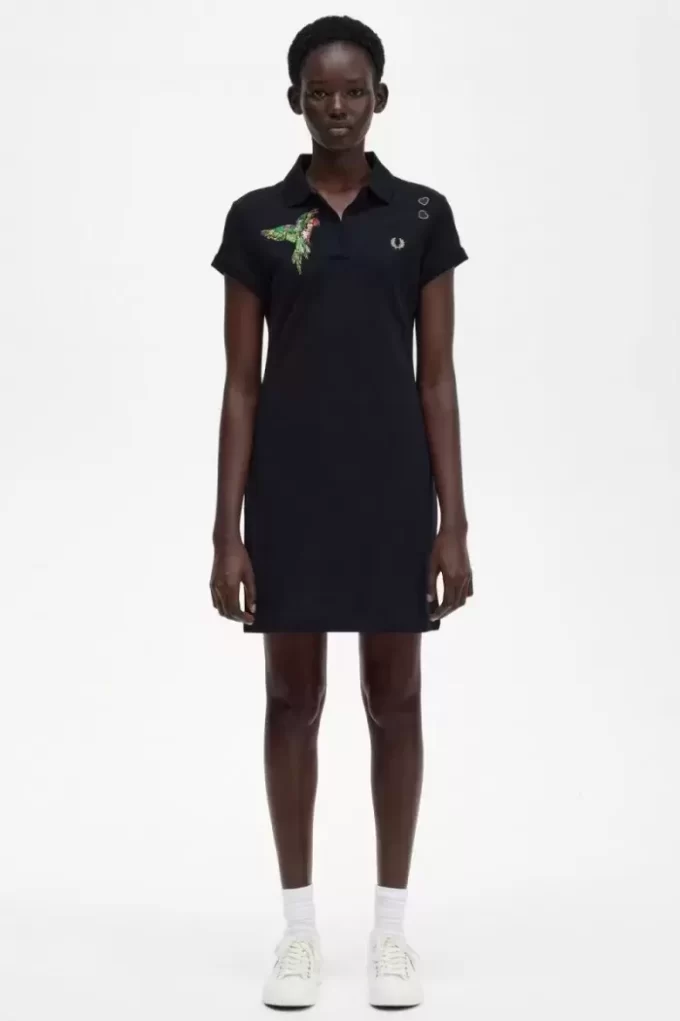 Robe femme en piqué brodé