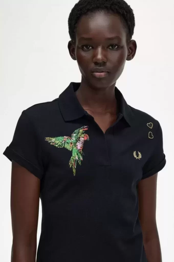 Robe femme en piqué brodé