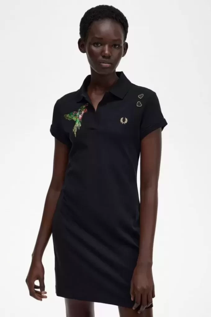 Robe femme en piqué brodé