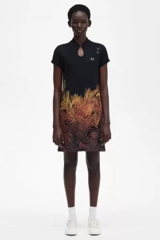 Robe femme en piqué à imprimé palmier