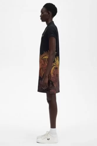 Robe femme en piqué à imprimé palmier