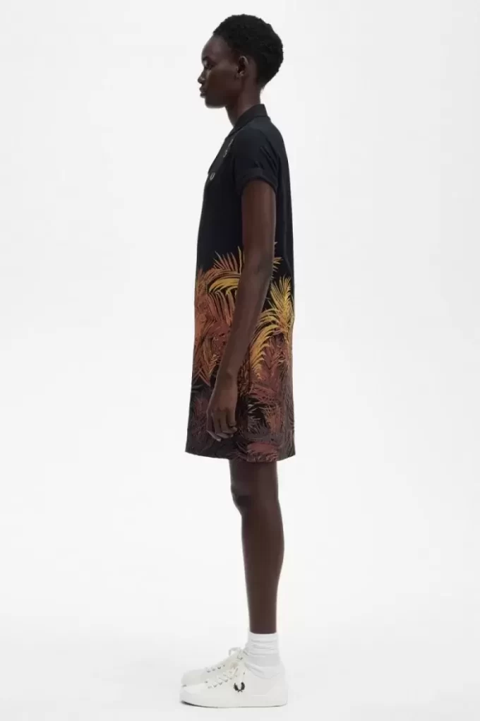 Robe femme en piqué à imprimé palmier