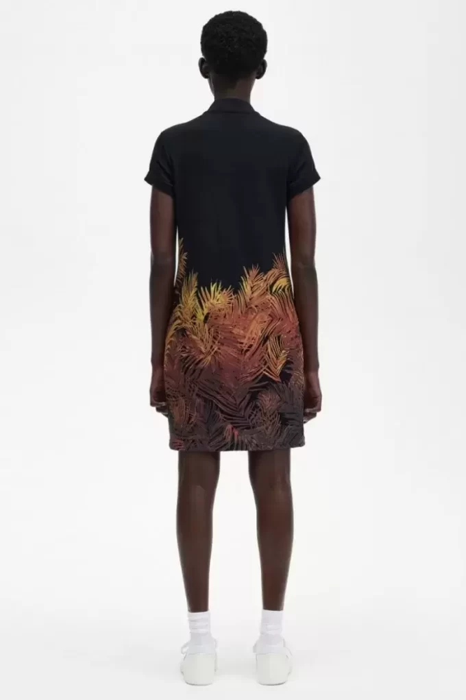 Robe femme en piqué à imprimé palmier